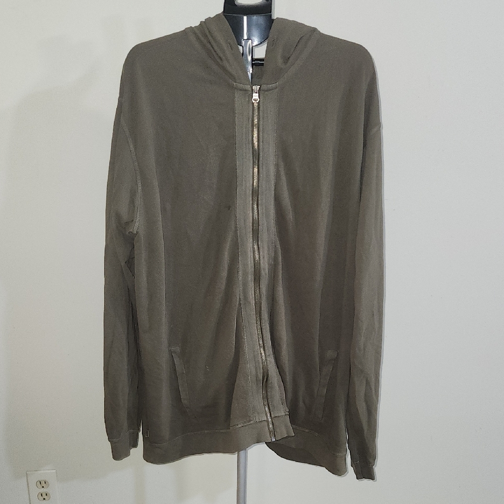 Cutter And Buck Men's Olive Zip-Up Hooded Sweater. 3XLT.